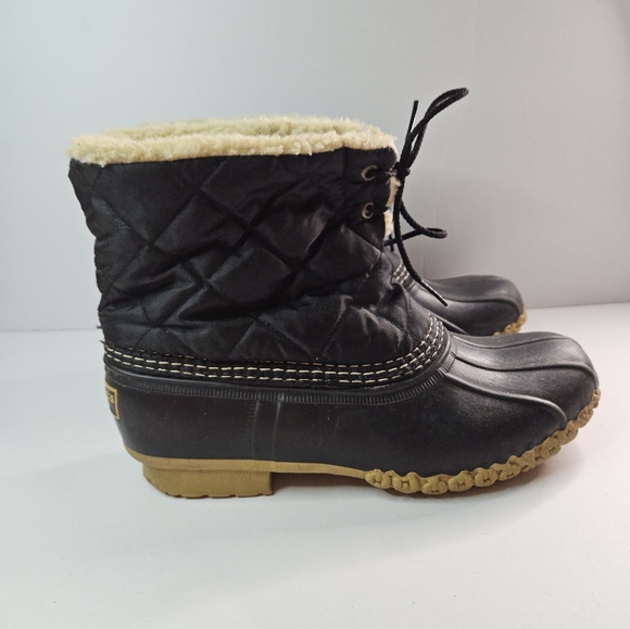 L.L. Bean Boots quilted sherpa lined womens black size 8. - Picture 2 of 5